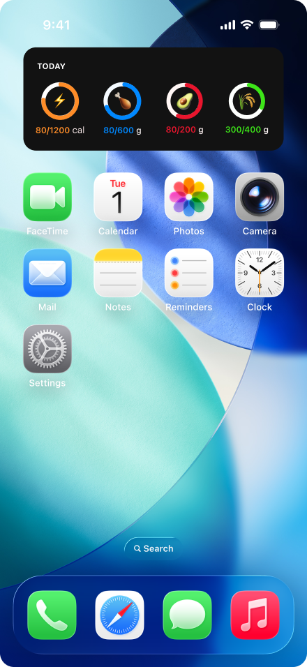 MacroMan iOS widgets home screen